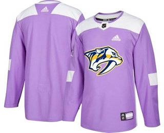 Nashville Predators Purple Adidas Hockey Fights Cancer Custom Practice Jersey