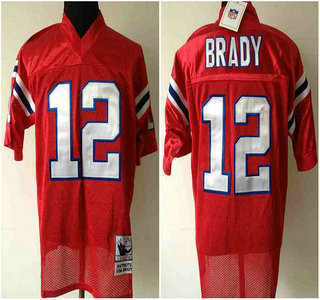 New England Patriots #12 Tom Brady Red Throwback Jersey