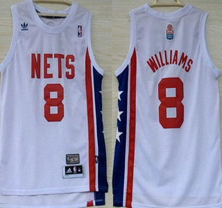 New Jersey Nets #8 Deron Williams ABA Hardwood Classic Swingman White Throwback Jersey
