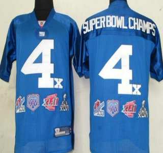 New York Giants #4 Superbowl Champs Blue Jersey