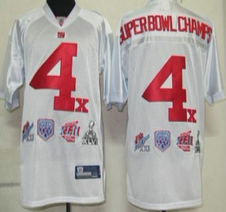 New York Giants #4 Superbowl Champs White Jersey