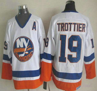 New York Islanders #19 Bryan Trottier White Throwback CCM Jersey
