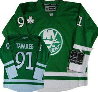 New York Islanders #91 John Tavares St. Patrick's Day Green Kids Jersey