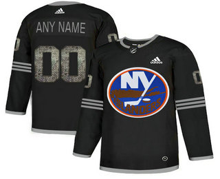 New York Islanders Black Shadow Logo Print Men's Customized Adidas Jersey