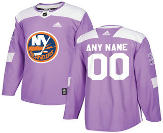 New York Islanders Purple Adidas Hockey Fights Cancer Custom Practice Jersey