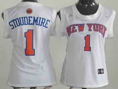 New York Knicks 1 Amare Stoudemire White Authentic Womens Jersey