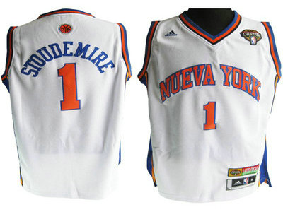 New York Knicks 1 Stoudemire White Latin Nights Patch Jersey