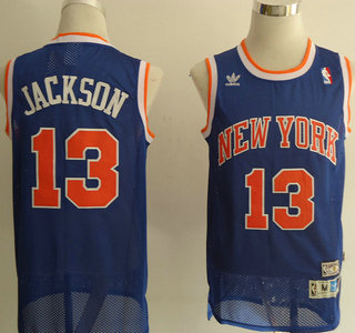 New York Knicks #13 Mark Jackson Blue Throwback Authentic Jersey