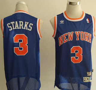 New York Knicks #3 John Starks Blue Throwback Swingman Jersey