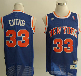 New York Knicks #33 Patrick Ewing Blue Throwback Swingman Jersey