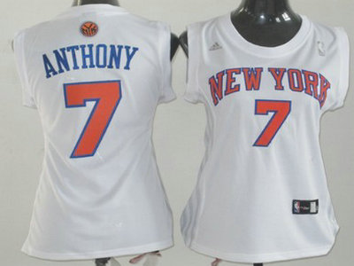 New York Knicks 7 Carmelo Anthony White Authentic Womens Jersey