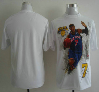 New York Knicks #7 Carmelo Anthony White Shirt