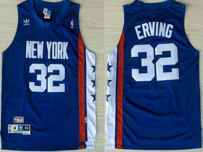 New York Knicks 32 Julius Erving Blue ABA Hardwood Classic Swingman Jersey