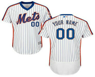 New York Mets White Cooperstown Collection Men's Flexbase Customized Jersey
