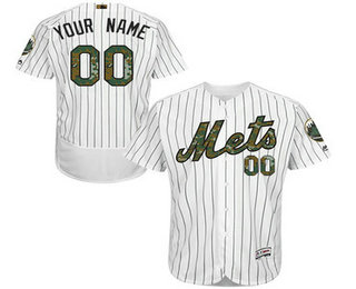 New York Mets White Memorial Day Men's Flexbase Customized Jersey