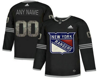 New York Rangers Black Shadow Logo Print Men's Customized Adidas Jersey