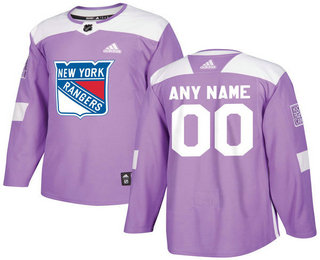 New York Rangers Purple Adidas Hockey Fights Cancer Custom Practice Jersey
