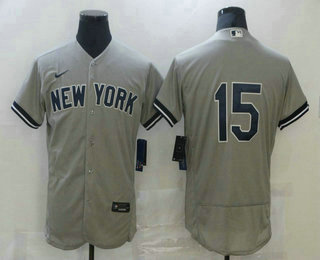New York Yankees #15 Thurman Munson Grey No Name Stitched MLB Flex Base Nike Jersey