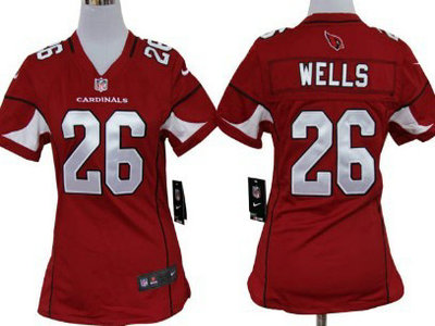 Nike Arizona Cardinals 26 Chris Wells Red Game Womens Team Jersey