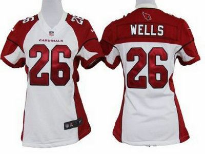 Nike Arizona Cardinals 26 Chris Wells White Game Womens Team Jersey