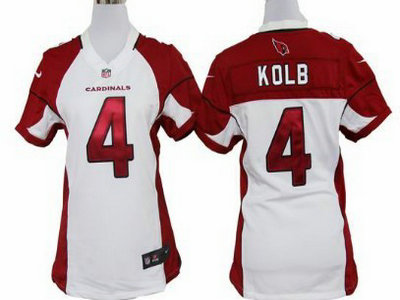 Nike Arizona Cardinals 4 Kevin Kolb White Game Womens Team Jersey
