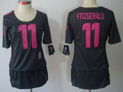 Nike Arizona Cardinals 11 Larry Fitzgerald Breast Cancer Awareness Gray Womens Jersey
