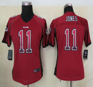 Nike Atlanta Falcons #11 Julio Jones Drift Fashion Red Elite Womens Jersey