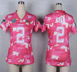Nike Atlanta Falcons #2 Matt Ryan 2014 Salute to Service Pink Camo Womens Jersey