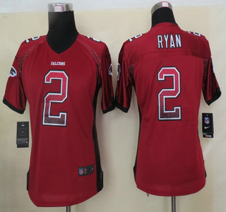Nike Atlanta Falcons #2 Matt Ryan Drift Fashion Red Elite Womens Jersey