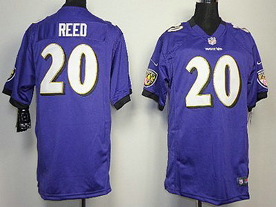 Nike Baltimore Ravens 20 Ed Reed Purple Game Kids Jersey