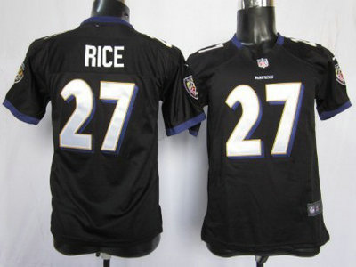 Nike Baltimore Ravens 27 Ray Rice Black Game Kids Jersey