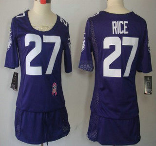 Nike Baltimore Ravens #27 Ray Rice Breast Cancer Awareness Purple Womens Jersey
