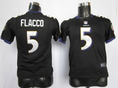 Nike Baltimore Ravens 5 Joe Flacco Black Game Kids Jersey