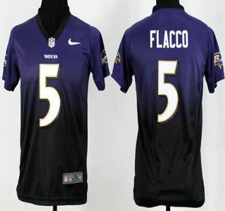 Nike Baltimore Ravens #5 Joe Flacco Purple With Black Drift Fashion II Elite Kids jersey 