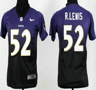 Nike Baltimore Ravens #52 Ray Lewis Purple With Black Drift Fashion II Elite Kids jersey