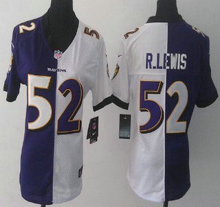 Nike Baltimore Ravens #52 Ray Lewis Purple With White Two Tone Womens Jersey