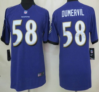 Nike Baltimore Ravens 58 Elvis Dumervil White Game Kids Jersey