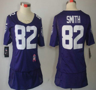 Nike Baltimore Ravens #82 Torrey Smith Breast Cancer Awareness Purple Womens Jersey