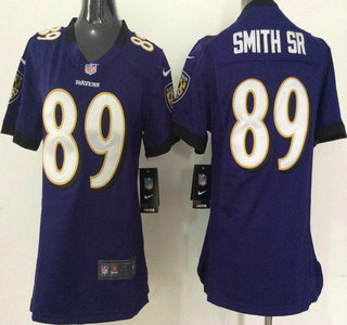 Nike Baltimore Ravens #89 Steve Smith Sr Purple Game Womens Jersey