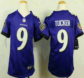 Nike Baltimore Ravens #9 Justin Tucker 2013 Purple Game Kids Jersey