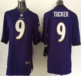 Nike Baltimore Ravens #9 Justin Tucker Purple Game Kids Jersey