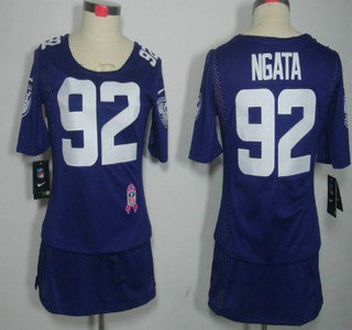 Nike Baltimore Ravens #92 Haloti Ngata Breast Cancer Awareness Purple Womens Jersey