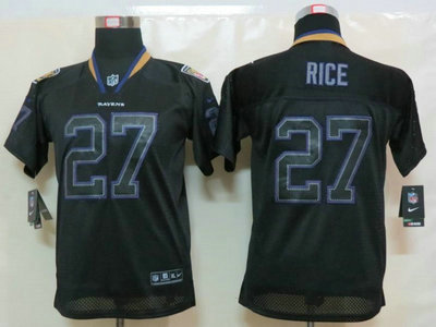 Nike Baltimore Ravens 27 Ray Rice Lights Out Black Kids Jerseys