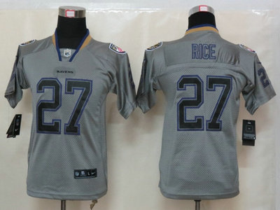 Nike Baltimore Ravens 27 Ray Rice Lights Out Grey Elite Kids Jerseys