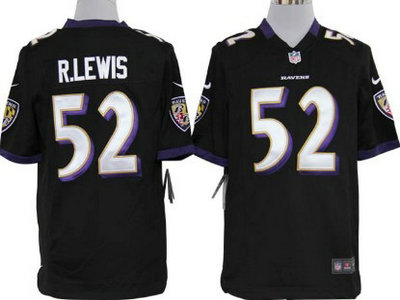 Nike Baltimore Ravens 52 Ray Lewis Black Game Kids Jersey