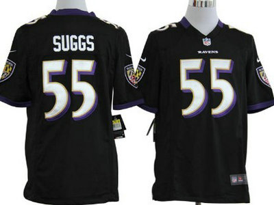 Nike Baltimore Ravens 55 Terrell Suggs Black Game Kids Jersey