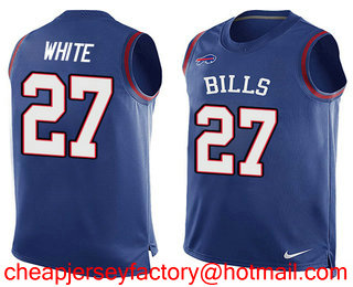 Nike Bills #27 Tre'Davious White Royal Blue Team Color Men's Stitched NFL Limited Tank Top Jersey