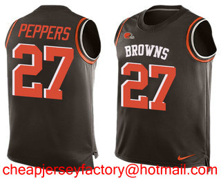 Nike Browns #27 Jabrill Peppers Brown Team Color Men's Stitched NFL Limited Tank Top Jersey
