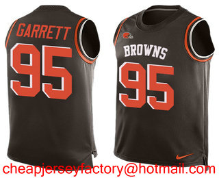 Nike Browns #95 Myles Garrett Brown Team Color Men's Stitched NFL Limited Tank Top Jersey