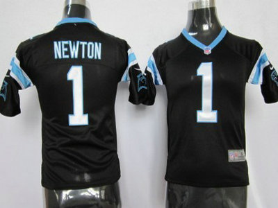 Nike Carolina Panthers 1 Cam Newton Black Game Kids Jersey